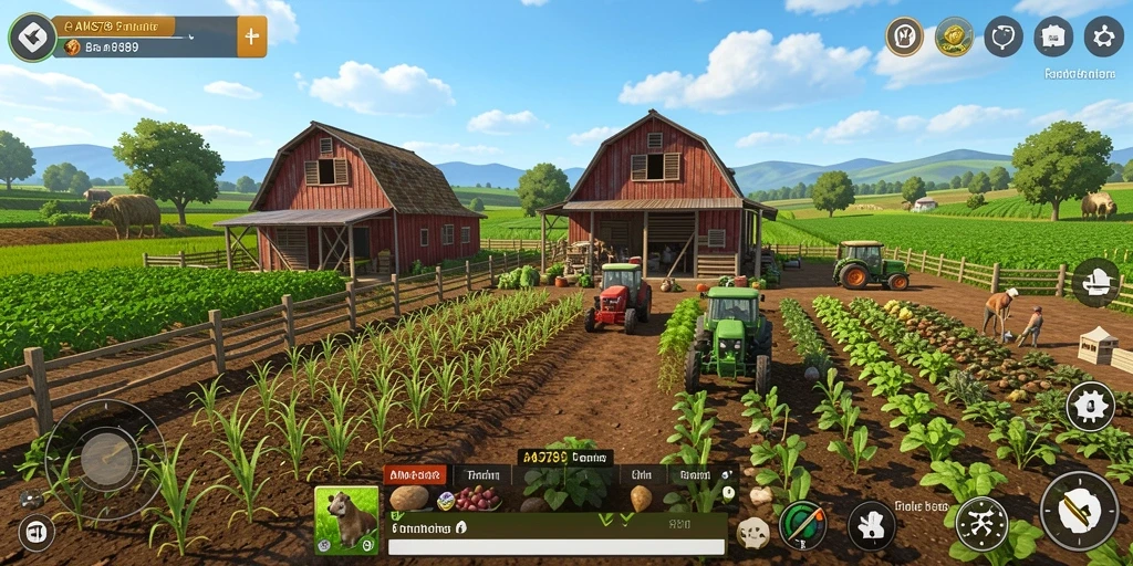 Tampilan gameplay yang menarik saat bertani di AMS789.