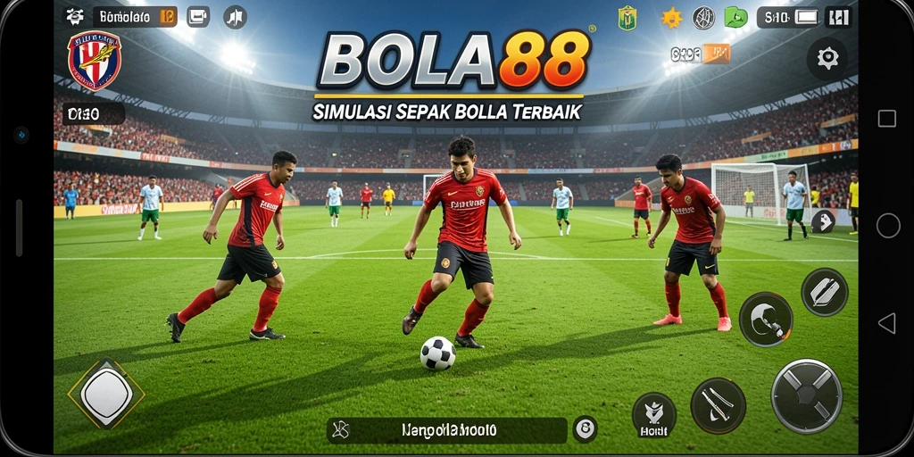 Tangkapan layar gameplay dari BOLA88 menampilkan aksi seru di lapangan.