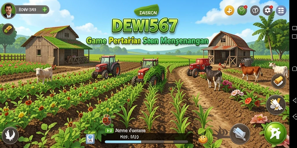 Screenshot gameplay DEWI567 yang menampilkan aktivitas bertani.