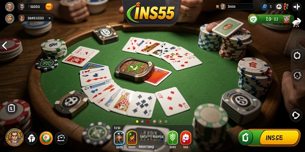 Screenshot utama INS55 menampilkan permainan Gaple yang seru.