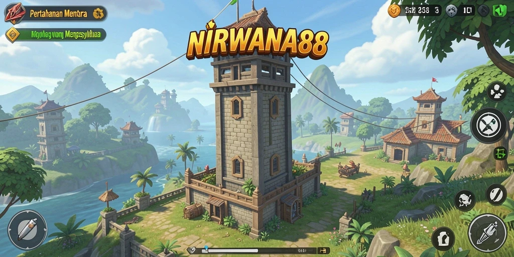 Tampilan menakjubkan gameplay Tower Defense NIRWANA88.