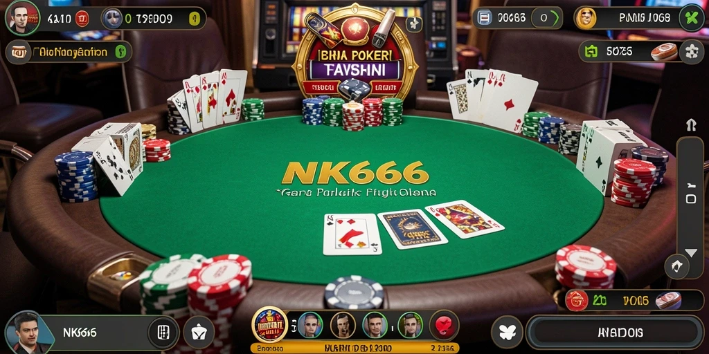 Screenshot gameplay NK666 yang menampilkan aksi poker yang mendebarkan.