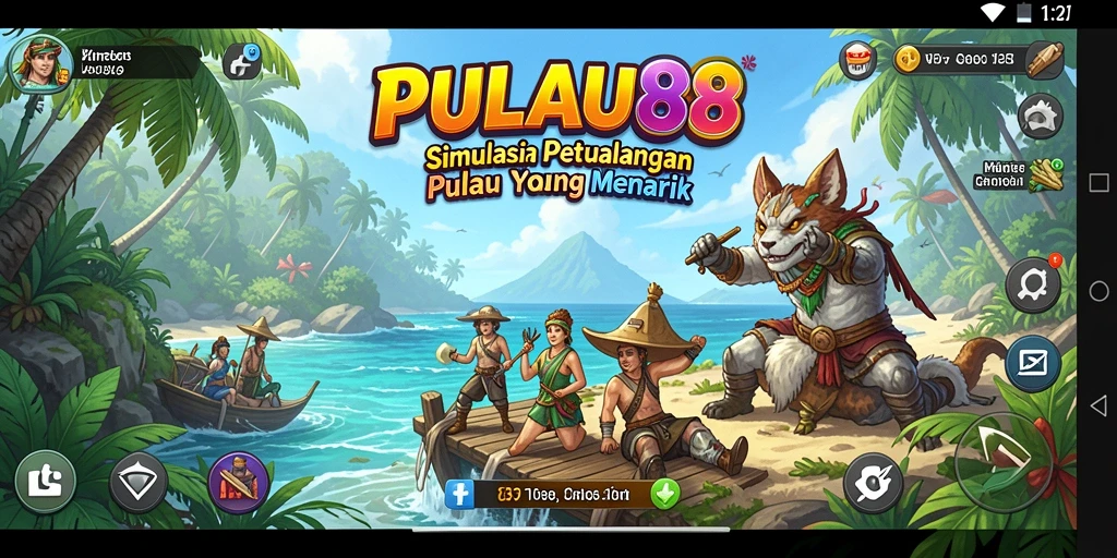 Tangkapan layar PULAU88 menunjukkan gameplay membangun pulau yang menarik.